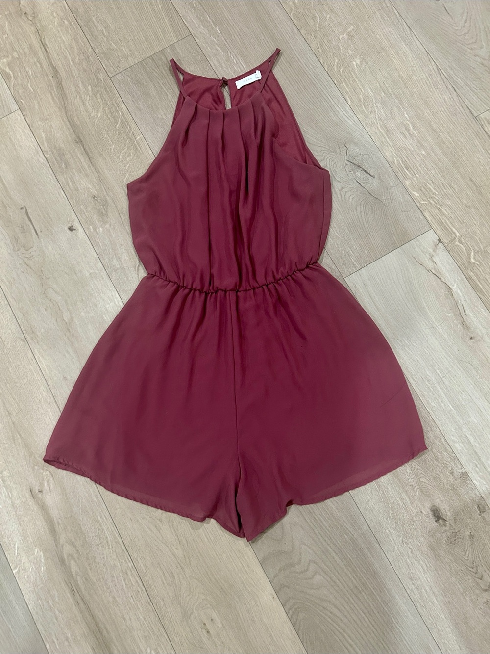 Lush Sleeveless Halter Romper in Deep Wine
